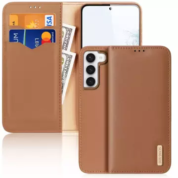 Ochranné pouzdro Dux Ducis Hivo pro Samsung Galaxy S23 flip cover stojánek na peněženku RFID blocking hnědé