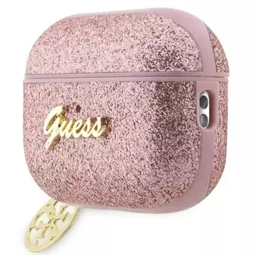 Ochranné pouzdro Guess GUAP2GLGSHP pro kryt Apple AirPods Pro 2 růžové/růžové Glitter Flake 4G Charm