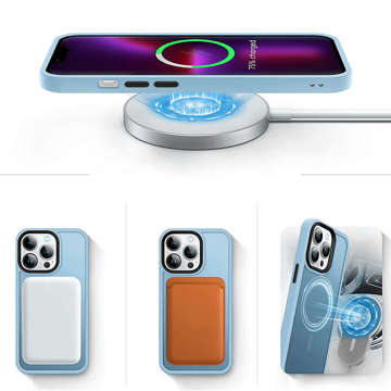 Ochranné pouzdro MagMat na telefon MagSafe pro Apple iPhone 13 Pro Max Matte Sierra Blue Glass Wireless Charger Glass