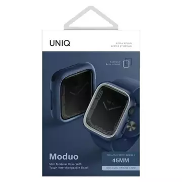 Ochranné pouzdro UNIQ Moduo pro Apple Watch Series 4/5/6/7/8/SE 44/45 mm modro-šedá/modro-šedá