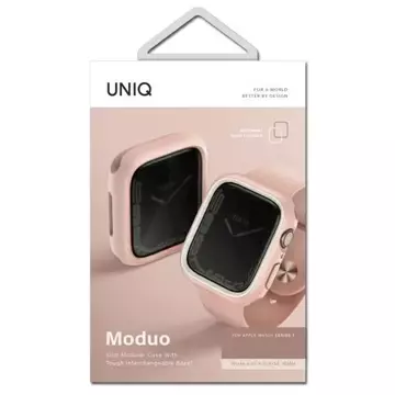 Ochranné pouzdro UNIQ Moduo pro Apple Watch Series 4/5/6/7/8/SE 44/45 mm růžovo-bílá/modrá-bílá