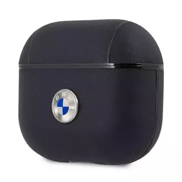 Ochranné pouzdro na sluchátka BMW pro kryt AirPods 3 tmavě modrá/námořnická barva Geniune Leather Silver Logo