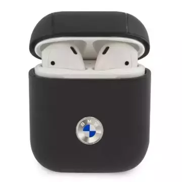 Ochranné pouzdro na sluchátka BMW pro kryt AirPods tmavě modrá/námořnická barva Geniune Leather Silver Logo