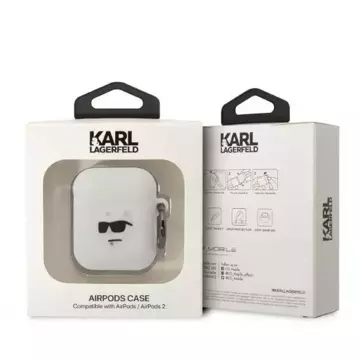 Ochranné pouzdro na sluchátka Karl Lagerfeld KLA2RUNCHH pro Apple AirPods 1/2 kryt bílý/bílý Silikonová Choupette Head 3D