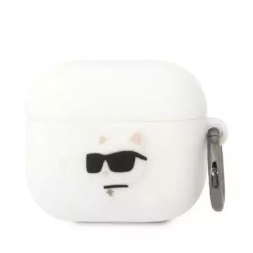 Ochranné pouzdro na sluchátka Karl Lagerfeld KLA3RUNCHH pro Apple AirPods 3 kryt bílý/bílý Silikonová Choupette Head 3D