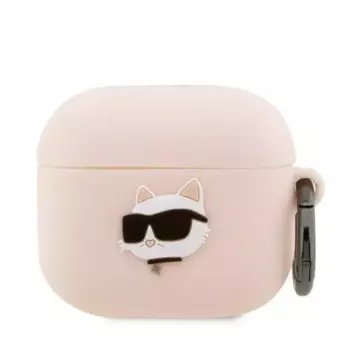 Ochranné pouzdro na sluchátka Karl Lagerfeld KLA3RUNCHP pro Apple AirPods 3 kryt růžový/růžový Silikonová Choupette Head 3D