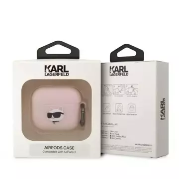 Ochranné pouzdro na sluchátka Karl Lagerfeld KLA3RUNCHP pro Apple AirPods 3 kryt růžový/růžový Silikonová Choupette Head 3D