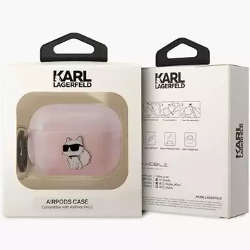 Ochranné pouzdro na sluchátka Karl Lagerfeld KLAP2HNCHTCP pro Apple AirPods Pro 2 kryt růžový/růžový Ikonik Choupette