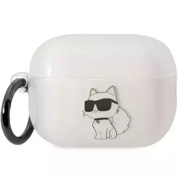 Ochranné pouzdro na sluchátka Karl Lagerfeld KLAP2HNCHTCT pro Apple AirPods Pro 2 kryt průhledný Ikonik Choupette