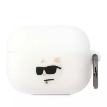 Ochranné pouzdro na sluchátka Karl Lagerfeld KLAPRUNCHH pro Apple AirPods Pro kryt bílá/bílá Silikonová Choupette Head 3D