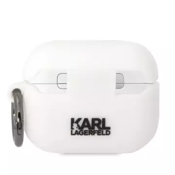 Ochranné pouzdro na sluchátka Karl Lagerfeld KLAPRUNCHH pro Apple AirPods Pro kryt bílá/bílá Silikonová Choupette Head 3D