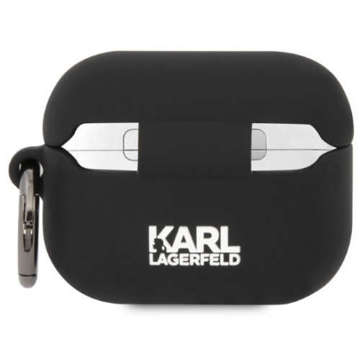 Ochranné pouzdro na sluchátka Karl Lagerfeld KLAPRUNCHK pro Apple AirPods Pro kryt černá/černá Silikonová Choupette Head 3D