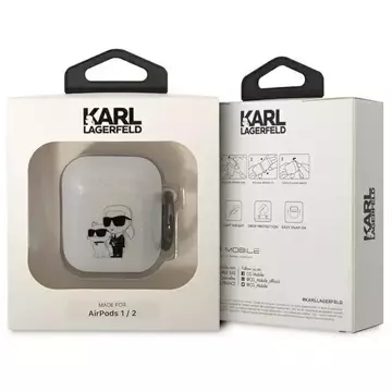 Ochranné pouzdro na sluchátka Karl Lagerfeld pro Airpods 1/2 kryt průhledný Gliter Karl