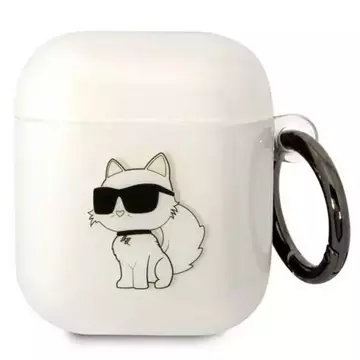 Ochranné pouzdro na sluchátka Karl Lagerfeld pro Airpods 1/2 kryt průhledný Ikonik Choupette