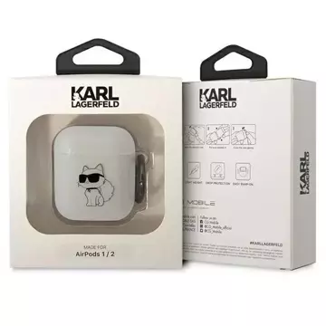 Ochranné pouzdro na sluchátka Karl Lagerfeld pro Airpods 1/2 kryt průhledný Ikonik Choupette