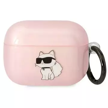 Ochranné pouzdro na sluchátka Karl Lagerfeld pro kryt Airpods Pro růžový/růžový Ikonik Choupette