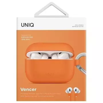 Ochranné pouzdro na sluchátka UNIQ Vencer pro AirPods Pro 2. gen.. Silikonová oranžová/pálená oranžová