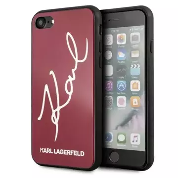 Ochranné pouzdro na telefon Karl Lagerfeld KLHCI8DLKSRE pro Apple iPhone 7/8/ SE 2020/2022 červené/červené pevné pouzdro Signature Glitter