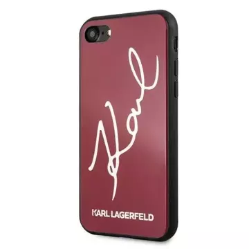 Ochranné pouzdro na telefon Karl Lagerfeld KLHCI8DLKSRE pro Apple iPhone 7/8/ SE 2020/2022 červené/červené pevné pouzdro Signature Glitter