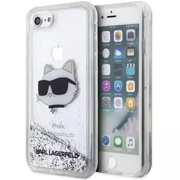 Ochranné pouzdro na telefon Karl Lagerfeld KLHCI8LNCHCS pro Apple iPhone 7/8/ SE 2020/2022 stříbrné/stříbrné pevné pouzdro Glitter Choupette Head