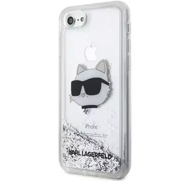 Ochranné pouzdro na telefon Karl Lagerfeld KLHCI8LNCHCS pro Apple iPhone 7/8/ SE 2020/2022 stříbrné/stříbrné pevné pouzdro Glitter Choupette Head