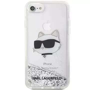 Ochranné pouzdro na telefon Karl Lagerfeld KLHCI8LNCHCS pro Apple iPhone 7/8/ SE 2020/2022 stříbrné/stříbrné pevné pouzdro Glitter Choupette Head