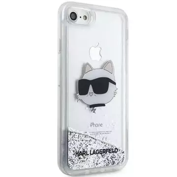 Ochranné pouzdro na telefon Karl Lagerfeld KLHCI8LNCHCS pro Apple iPhone 7/8/ SE 2020/2022 stříbrné/stříbrné pevné pouzdro Glitter Choupette Head