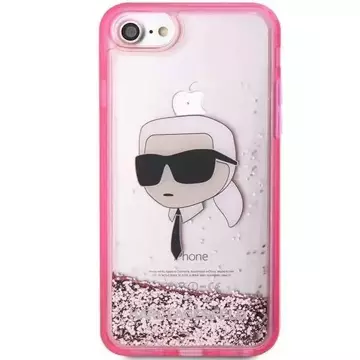 Ochranné pouzdro na telefon Karl Lagerfeld KLHCI8LNKHCP pro Apple iPhone 7/8/ SE 2020/2022 růžové/růžové pevné pouzdro Glitter Karl Head