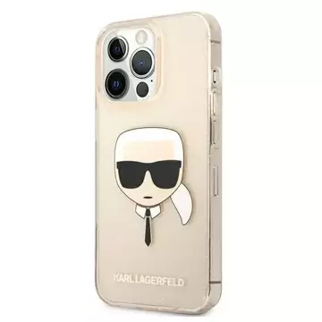 Ochranné pouzdro na telefon Karl Lagerfeld KLHCP13LKHTUGLGO pro Apple iPhone 13 Pro / 13 6,1" zlato/zlaté pevné pouzdro Glitter Karl`s Head