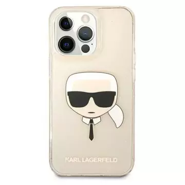 Ochranné pouzdro na telefon Karl Lagerfeld KLHCP13LKHTUGLGO pro Apple iPhone 13 Pro / 13 6,1" zlato/zlaté pevné pouzdro Glitter Karl`s Head