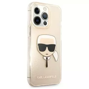 Ochranné pouzdro na telefon Karl Lagerfeld KLHCP13LKHTUGLGO pro Apple iPhone 13 Pro / 13 6,1" zlato/zlaté pevné pouzdro Glitter Karl`s Head