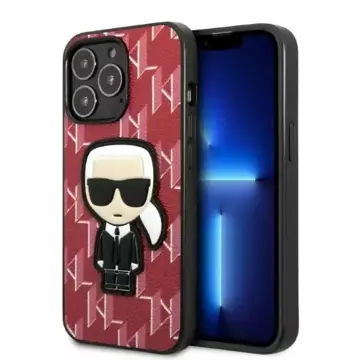 Ochranné pouzdro na telefon Karl Lagerfeld KLHCP13LPMNIKPI pro Apple iPhone 13 Pro / 13 6,1" pevný obal červený/červený Monogram Ikonik Patch