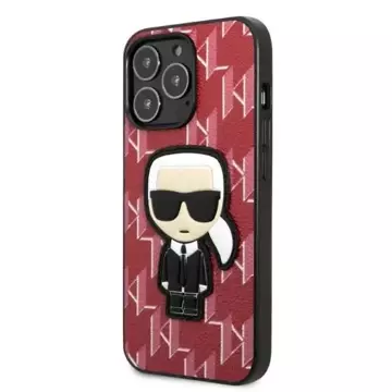 Ochranné pouzdro na telefon Karl Lagerfeld KLHCP13LPMNIKPI pro Apple iPhone 13 Pro / 13 6,1" pevný obal červený/červený Monogram Ikonik Patch