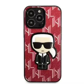 Ochranné pouzdro na telefon Karl Lagerfeld KLHCP13LPMNIKPI pro Apple iPhone 13 Pro / 13 6,1" pevný obal červený/červený Monogram Ikonik Patch