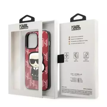 Ochranné pouzdro na telefon Karl Lagerfeld KLHCP13LPMNIKPI pro Apple iPhone 13 Pro / 13 6,1" pevný obal červený/červený Monogram Ikonik Patch