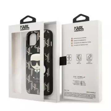 Ochranné pouzdro na telefon Karl Lagerfeld KLHCP13MPMNIKBK pro Apple iPhone 13 6,1" hardcase černá/černá Monogram Ikonik Patch