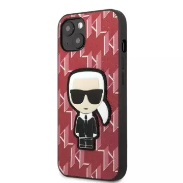 Ochranné pouzdro na telefon Karl Lagerfeld KLHCP13MPMNIKPI pro Apple iPhone 13 6,1" pevný obal červený/červený Monogram Ikonik Patch