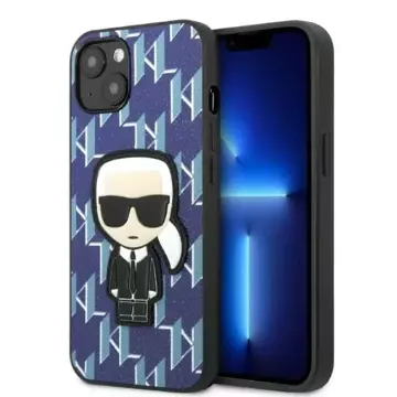 Ochranné pouzdro na telefon Karl Lagerfeld KLHCP13SPMNIKBL pro Apple iPhone 13 Mini 5,4" pevný obal modrý/modrý Monogram Ikonik Patch