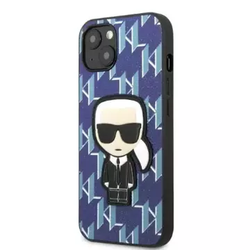 Ochranné pouzdro na telefon Karl Lagerfeld KLHCP13SPMNIKBL pro Apple iPhone 13 Mini 5,4" pevný obal modrý/modrý Monogram Ikonik Patch