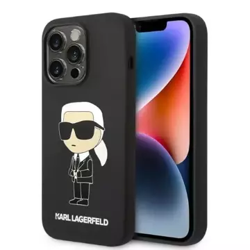 Ochranné pouzdro na telefon Karl Lagerfeld KLHCP14LSNIKBCK pro Apple iPhone 14 Pro 6.1" hardcase černo/černý silikonový Ikonik