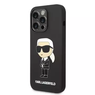 Ochranné pouzdro na telefon Karl Lagerfeld KLHCP14LSNIKBCK pro Apple iPhone 14 Pro 6.1" hardcase černo/černý silikonový Ikonik