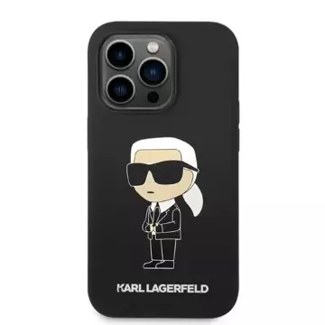 Ochranné pouzdro na telefon Karl Lagerfeld KLHCP14LSNIKBCK pro Apple iPhone 14 Pro 6.1" hardcase černo/černý silikonový Ikonik