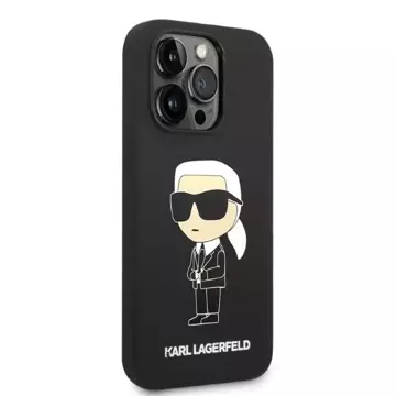 Ochranné pouzdro na telefon Karl Lagerfeld KLHCP14LSNIKBCK pro Apple iPhone 14 Pro 6.1" hardcase černo/černý silikonový Ikonik