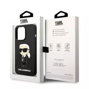 Ochranné pouzdro na telefon Karl Lagerfeld KLHCP14LSNIKBCK pro Apple iPhone 14 Pro 6.1" hardcase černo/černý silikonový Ikonik