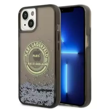 Ochranné pouzdro na telefon Karl Lagerfeld KLHCP14SLCRSGRK pro Apple iPhone 14 6.1" černo/černé pevné pouzdro Liquid Glitter RSG