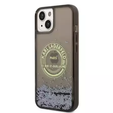 Ochranné pouzdro na telefon Karl Lagerfeld KLHCP14SLCRSGRK pro Apple iPhone 14 6.1" černo/černé pevné pouzdro Liquid Glitter RSG