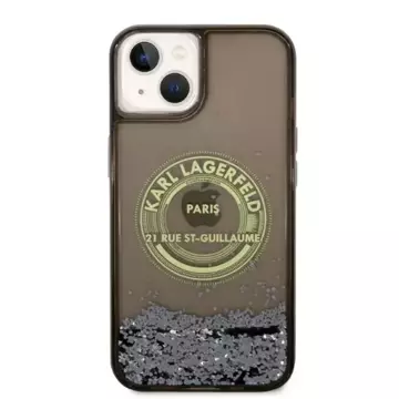 Ochranné pouzdro na telefon Karl Lagerfeld KLHCP14SLCRSGRK pro Apple iPhone 14 6.1" černo/černé pevné pouzdro Liquid Glitter RSG