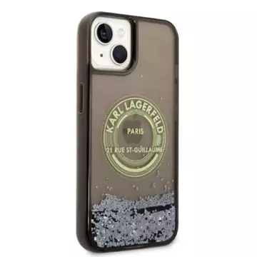 Ochranné pouzdro na telefon Karl Lagerfeld KLHCP14SLCRSGRK pro Apple iPhone 14 6.1" černo/černé pevné pouzdro Liquid Glitter RSG