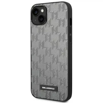 Ochranné pouzdro na telefon Karl Lagerfeld KLHCP14SSAKLHPG pro Apple iPhone 14 6,1" pevné pouzdro šedé/šedé Saffiano Mono Metal Logo