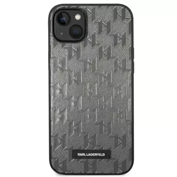 Ochranné pouzdro na telefon Karl Lagerfeld KLHCP14SSAKLHPG pro Apple iPhone 14 6,1" pevné pouzdro šedé/šedé Saffiano Mono Metal Logo